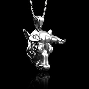 Sterling Silver Angry Bull Pendant Necklace,  Men Bull Necklace, Mens Jewelry, Birthday Gift for Him, Animal Jewelry, Pendant Only