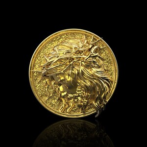 18K Yellow Gold Plate Jesus Lape Pin, Christ Jesus, Christian Men Brooch, Christ Jesus Badge, Jesus Mens Gift, Religious, Gift For Godfather