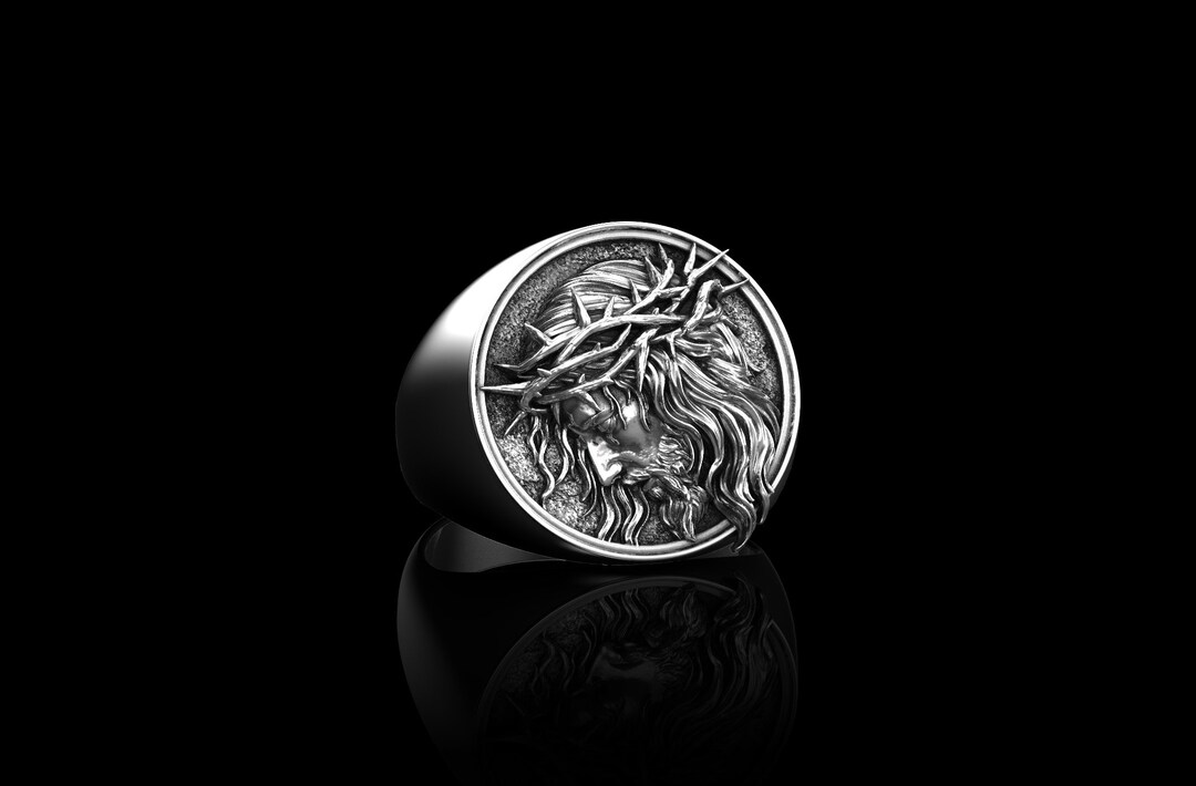 Sterling Silver Jesus Ring, Christ Jesus, Christian Men Ring, Christ ...