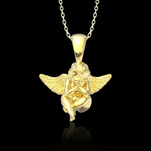 18K Gold Plated Angel Necklace,Angel Pendant,Angel Charms,Baby Angel Pendant,Baby Guardian Angel Necklace,Angel Wings Jewelry, Pendant Only