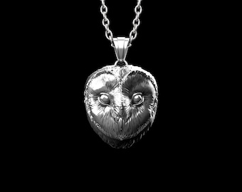 Colgante de cabeza de lechuza común de plata de ley, collar de búho, regalo para amantes de los búhos, joyería de búho, talismán de búho, colgante de animal espiritual, solo colgante
