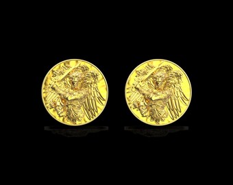 18K Gold Plated Archangel Michael Cufflinks, Guardian Angel Cufflinks, Protective Amulet Cufflinks, Religious Cufflinks, Christian Gift