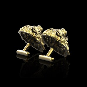 18K Gold Plated Lion Cufflinks, Roaring Lion Head image 9