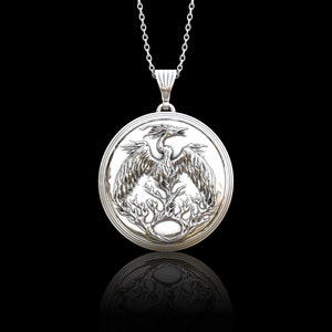 Sterling Silver Winged Phoenix Men Necklace, Ancient Greek Mythology Phoenix Jewelry, Mythical Bird Pendant, Firebird Nekclace, Pendant Only