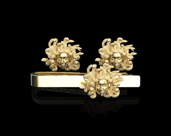 Set Fermacravatta E Gemelli In Oro Spazzolato Per Uomo - Accessori Eleganti Per Abiti, Matrimoni, Eventi Formali | Lunghezza 50 Mm