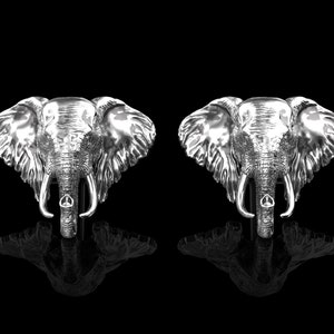 Sterling Silver Elephant Head Cufflinks, Elephant Cufflinks, African Elephant Cufflinks, Animal Silver Cufflinks, Mens Jewelry, Gift for Him