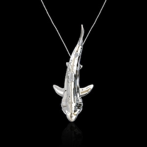 Sterling Silver Basking Shark Necklace Pendant, Shark Jewelry, Scuba Diver Jewelry, Ocean Lover Jewelry, Sea life Jewelry, Pendant Only