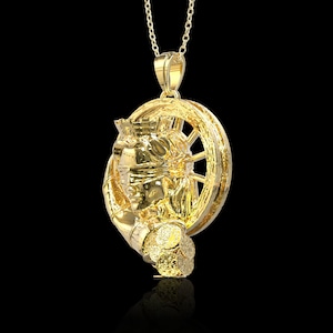 18K Gold Plated Fortuna Goddess of Good Fortune Pendant, Goddess of Luck Pendant, Goddess Vintage Pendant, Roman Mythology, Pendant Only