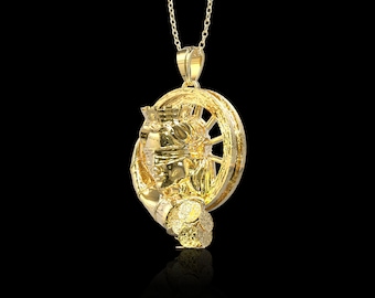 18K Gold Plated Fortuna Göttin des Glücks Anhänger, Göttin des Glücks Anhänger, Göttin Vintage Anhänger, römische Mythologie, Anhänger nur