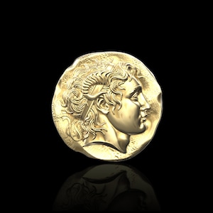 Bronze Alexander the Great Coin Lapel Pin, Ancient Greece Coin Brooch, Roman Coin Badge, Suit Accessories, Tuxedo Item, Graduation Gift