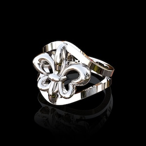 Sterling Silver Fleur De Lis Chevalier Ring, Saints Ring, French Flower Symbol Ring,Heraldic Lily Ring,French Vintage Jewelry,Statement Ring