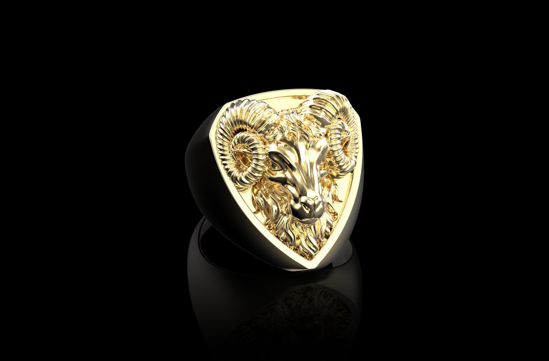 Bronze Aries Ram Head Men's Ring, Animal Ring, Jewelry for Men, Rings ...