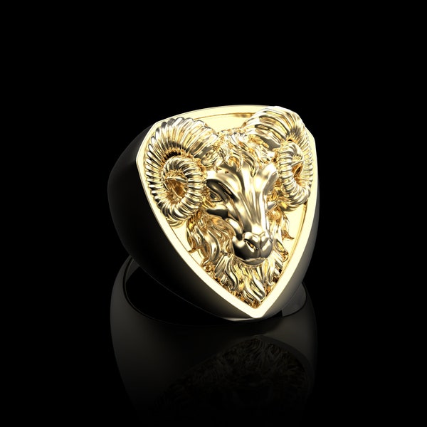 Bague homme bronze tête de bélier Bélier, bague animal, bijoux pour homme, bagues pour homme, bague chèvre, bague animal Baphomet, bijoux pour homme, bague horoscope