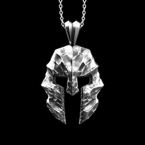 Silver Spartan Warrior Soldier Helmet Melted Pendant, 300 Spartan Jewelry, Necklace Men&#39;s Fashion Unique Amulet Jewelry Gift, Pendant Only