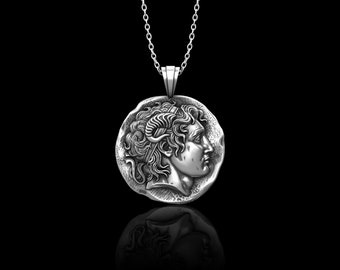 Collar de Alejandro Magno, joyería de plata para hombre de la Antigua Grecia, colgante de plata de ley de Alejandro Magno, Antigua Grecia, solo colgante