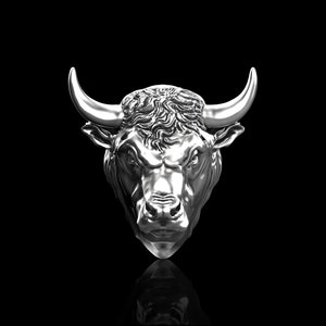 Sterling Silver Bull Head Lapel Pin Men, Silver Bull Badge, Angry Bull Pin&#39;s Brooch, Gift For Cowboy, Men Suit Accessories, Mens Jewelry