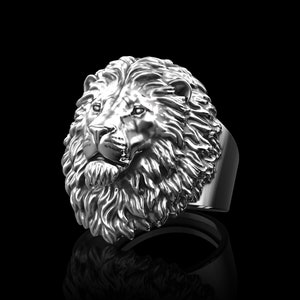 Sterling Silver Calm Lion Ring, Leo Lion Ring, Lion Jewelry, Lion Animal Signet Ring, Leo Zodiac Sign Ring, Ring For Men&#39;s, Aslan Lion Ring