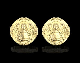 Bronze Archangel Saint Michael Cufflinks, Christian Gift For Him