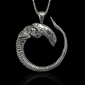 Sterling Silver Alien Dog Chestburster Pendant, H.R. Giger Inspired, Alien Charm Jewelry Necklace, Covenant, Gift For Him Her, Pendant Only