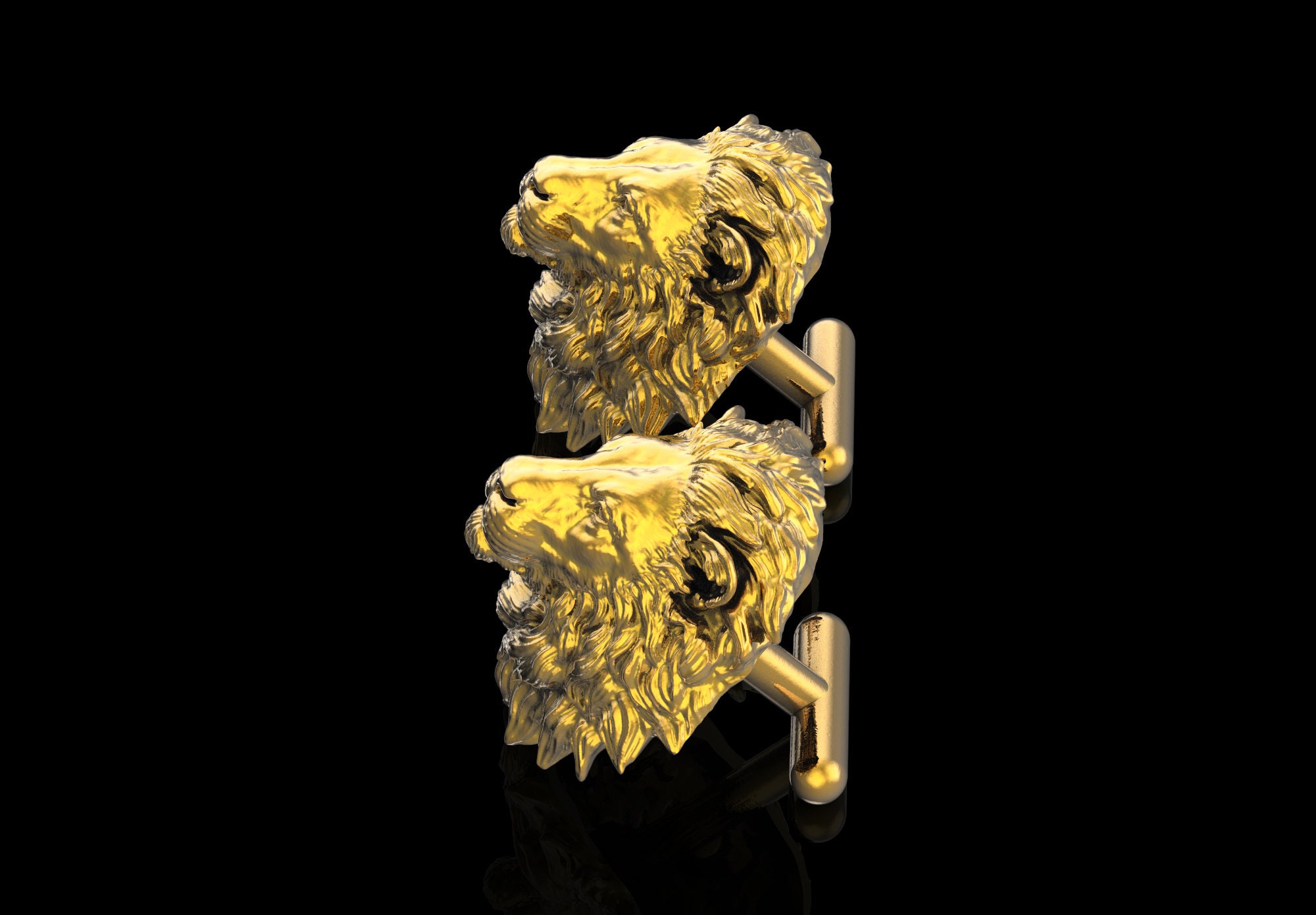 18K Gold Plated Lion Cufflinks Calm Lion Lion Lover Item Etsy