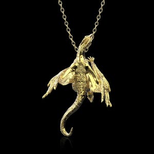 18K Gold Plated Dragon Pendant, Dragon Charms Men Necklace, Celtic Dragon, Viking Dragon Jewelry, Gift For Him, Men&#39;s Jewelry, Pendant Only