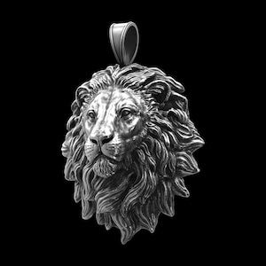 Personalized Sterling Silver Lion Pendant Necklace For Men, Pendant for Thick Chains,Lion Jewelry,Can Use Up To Width 8mm Chains,Men Jewelry