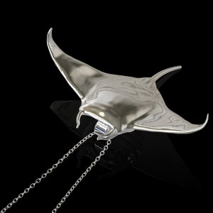 Sterling Silver Manta Ray Necklace Pendant, Sea life Marine Scuba Diver Jewelry, Ocean Beach Lover item Gift, Gift For Him Her, Pendant Only