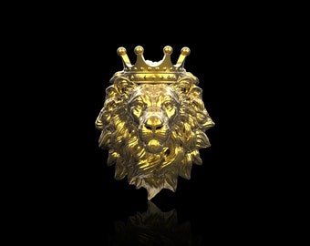 18K Gold Plated Calm Lion Revers Pin Männer mit Krone, Brosche für Anzug Lion Schmuck, Lion Lover, Lion Pin's Brosche, Geschenk für ihn, Herrenschmuck