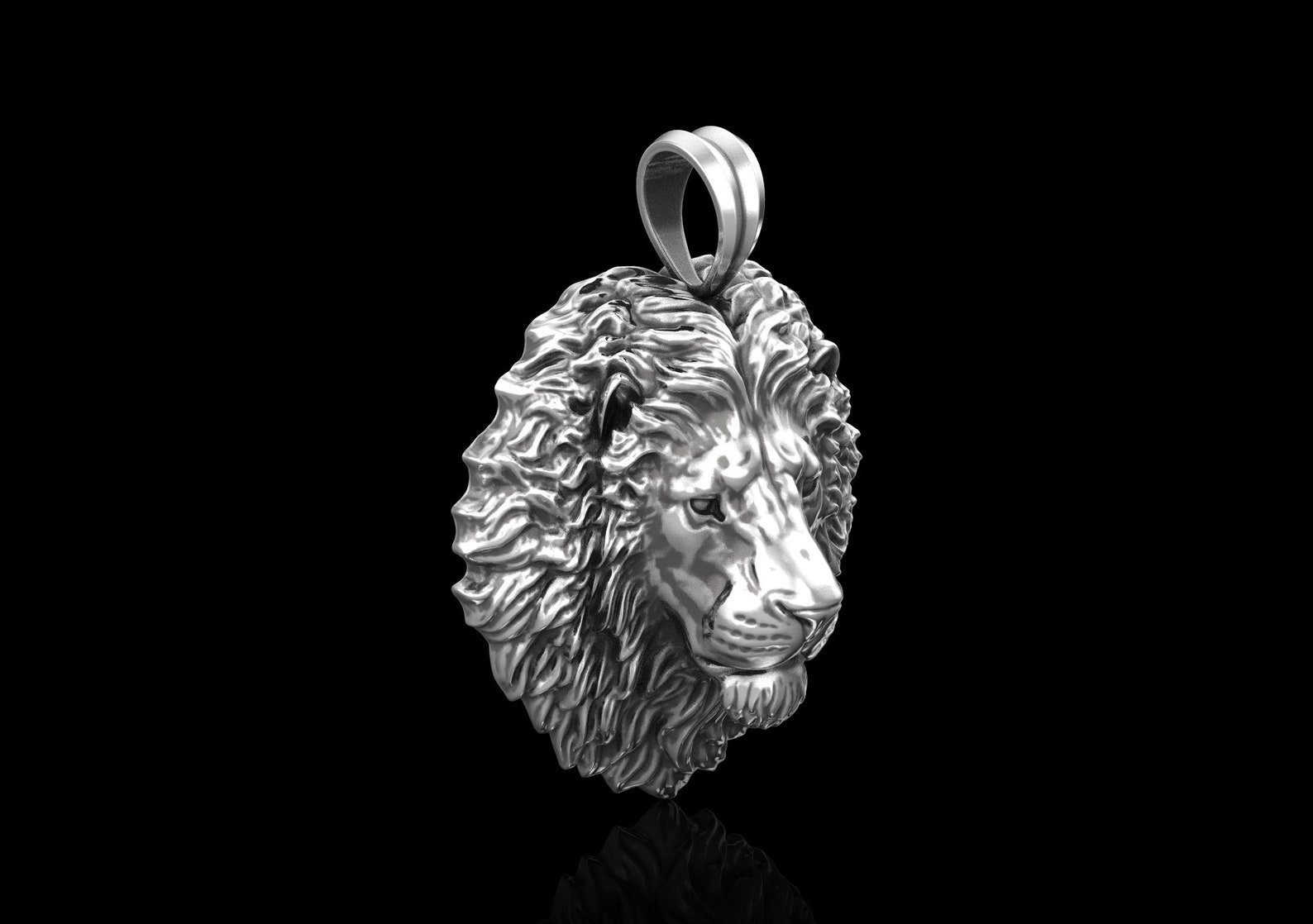 Large Size Silver Lion Necklace Pendant Lion King Jewelry Etsy