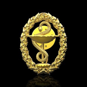 Yellow Gold Plated Bowl of Hygieia Lapel Pin Pharmacy Brooch Gift For Doctor Present For Nurses Medical Jewelry Caduceus Bagde Graduate Gift