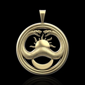Bronze Thulsa Doom Snake Necklace Pendant, Conan the Barbarian Arnold Cosplay, Snakes Facing Each Other,Rattersnake Jewelry,Gift For Him Her