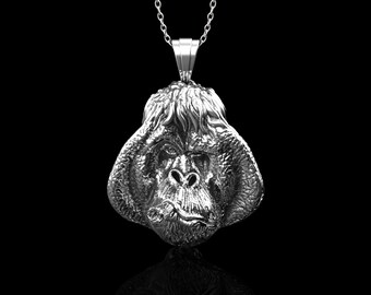 Sterling Silver Orangutan Necklace Pendant, Ape Primate Monkey, Orangutan Charm, Animal Jewellery, Inspired By Nature Wildlife, Pendant Only