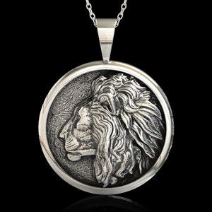 Sterling Silver Lion Pendant Nacklace for Men, Lion Charm Necklace, Valentines Day gift for Him, Mens Jewelry, Pendant Only No Chain
