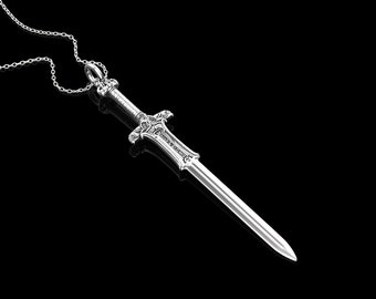 Ciondolo antico in argento sterling con spada di Conan il barbaro, ciondolo con spada di Atlantide, cosplay hardcore di Conan il barbaro Arnold, solo ciondolo