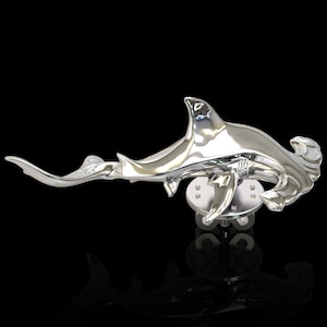 Sterling Silver Hammerhead Shark Lapel Pin, Shark Men&#39;s Brooch, Shark Jewelry, Scuba Diver Jewelry, Ocean Lover Jewelry, Sea life Jewelry