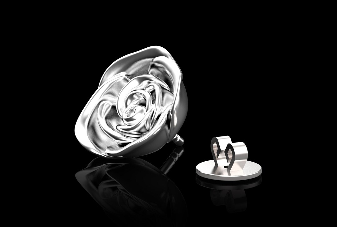 Sterling Silver Rose Flower Lapel Pins, Flower Silver Brooch, Wedding Lapel Pin Flower