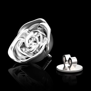 Sterling Silver Rose Flower Lapel Pins, Flower Silver Brooch, Wedding Lapel Pin Flower, Groomsmen Wedding Lapel Pin,Suit Accessories for Men