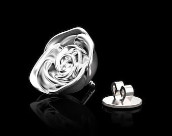 Sterling Silver Rose Flower Lapel Pins, Flower Silver Brooch, Wedding Lapel Pin Flower, Groomsmen Wedding Lapel Pin,Suit Accessories for Men