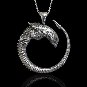 Sterling Silver Alien Queen Chestburster Pendant,H.R. Giger Inspired, Prometheus, Alien Covenant Necklace, Gift For Him Her, Pendant Only