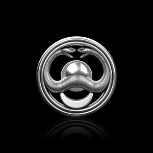 Sterling Silver Thulsa Doom Snake Symbol Lapel Pin, Conan the Barbarian Arnold Cosplay, Snakes Facing Each Other,Conan Cult Film,Conan Badge