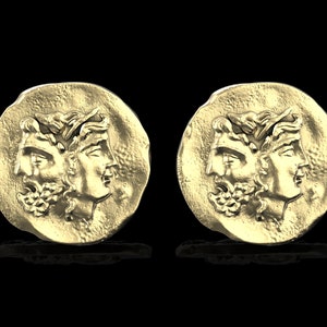 Bronze Ancient Coin Cufflinks, Old Coin Cufflinks, Greek Janus Coin Cufflinks, Roman coin cufflinks, Athena Greek Cufflinks, Mens Jewelry