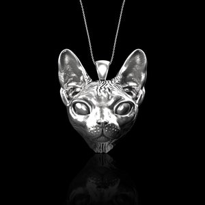 Sterling Silver Sphynx Pendant, Sphynx Necklace , Sphynx Jewelry, Cat Lover Gift, Hairless Cat Necklace, Valentines Day Gifts, Pendant Only
