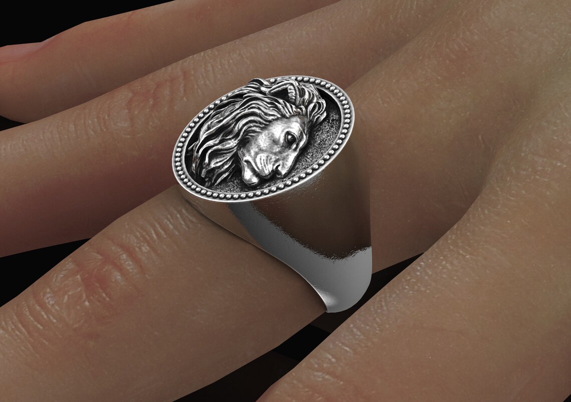 Lion Ring Silver Lion Ring Sterling Silver Lion Ring Etsy