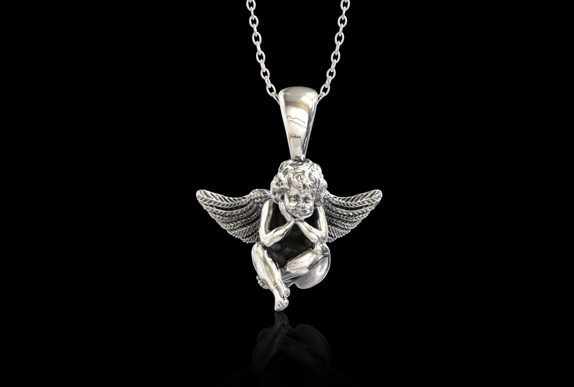 Sterling Silver Angel Necklace,angel Pendant,angel Charms