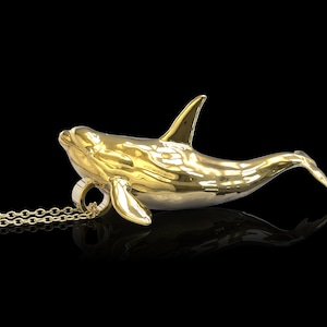 18K Gold Plated Orca Whale Pendant, Killer Whale Pendant, Sealife Jewelry, Whlly Necklace, Scuba Diver Jewelry, Best Beach Item,Pendant Only