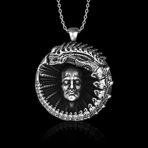 Sterling Silver Alien Xenomorph Prometheus Pendant Necklace, H.R. Giger Inspired, Prometheus Engineer, Alien Covenant, Pendant Only No Chain