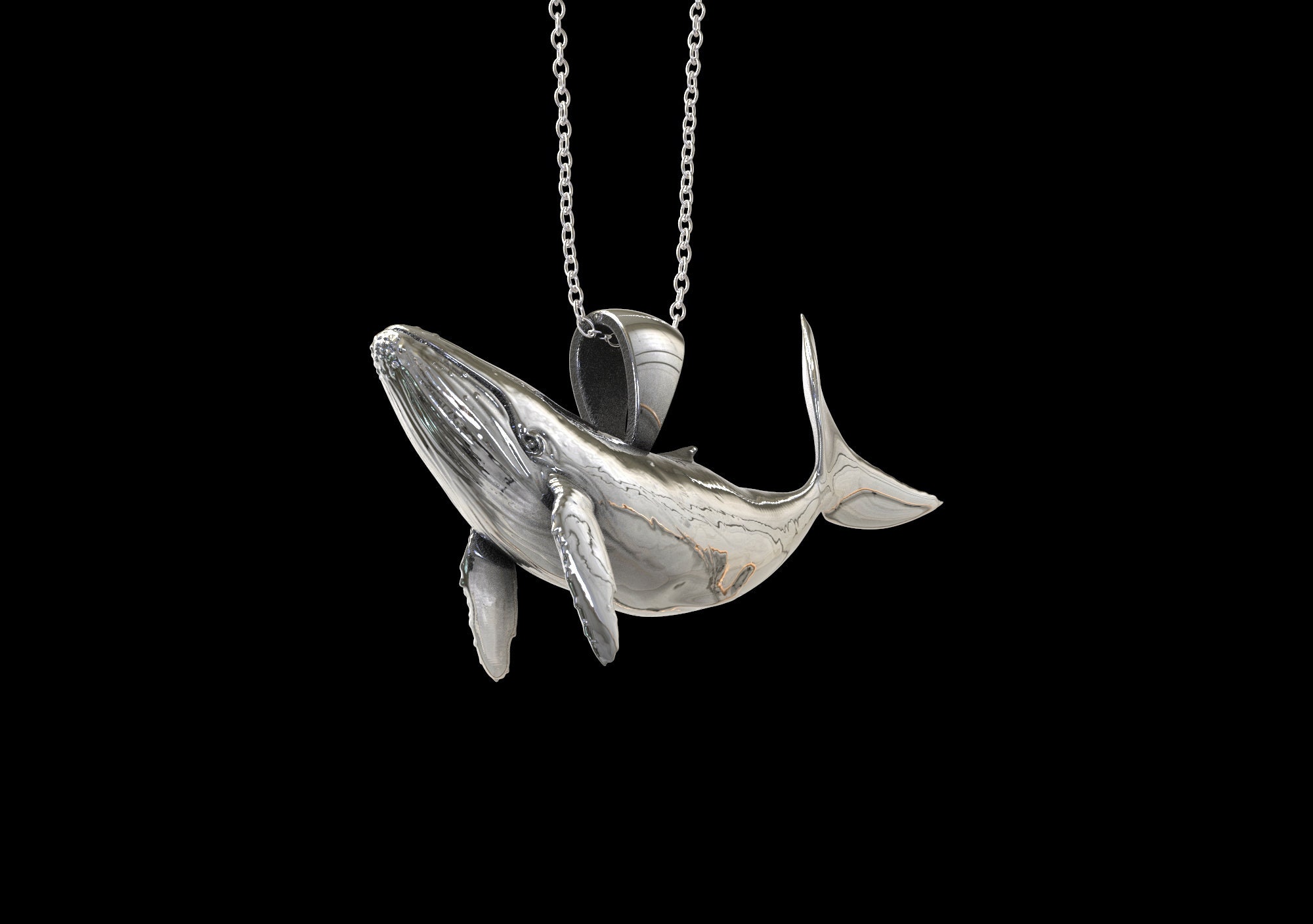 Sterling Silver Whale Pendant Necklace Blue Whale Jewelry Etsy