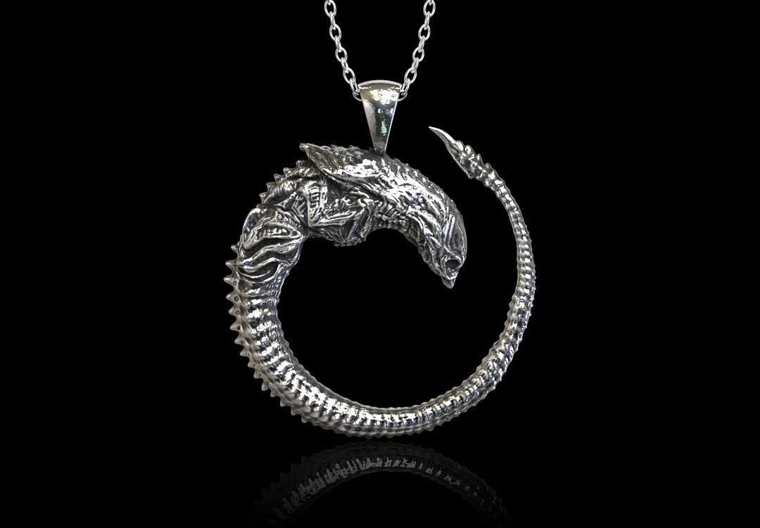 Sterling Silver Alien Predalien Chestburster Pendant, H.R. Giger ...