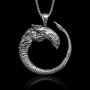 Sterling Silver Alien Predalien Chestburster Pendant, H.R. Giger Inspired, Prometheus, Alien Charm Necklace, Gift For Him Her, Pendant Only