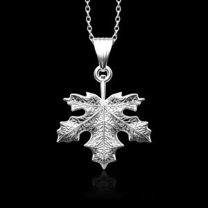 Sterling Silber Ahornblatt Anhänger, Ahornblatt Charme, Herbst Halskette, kanadisches Ahornblatt, Baumblatt Anhänger, Pflanzenhalskette, Anhänger nur